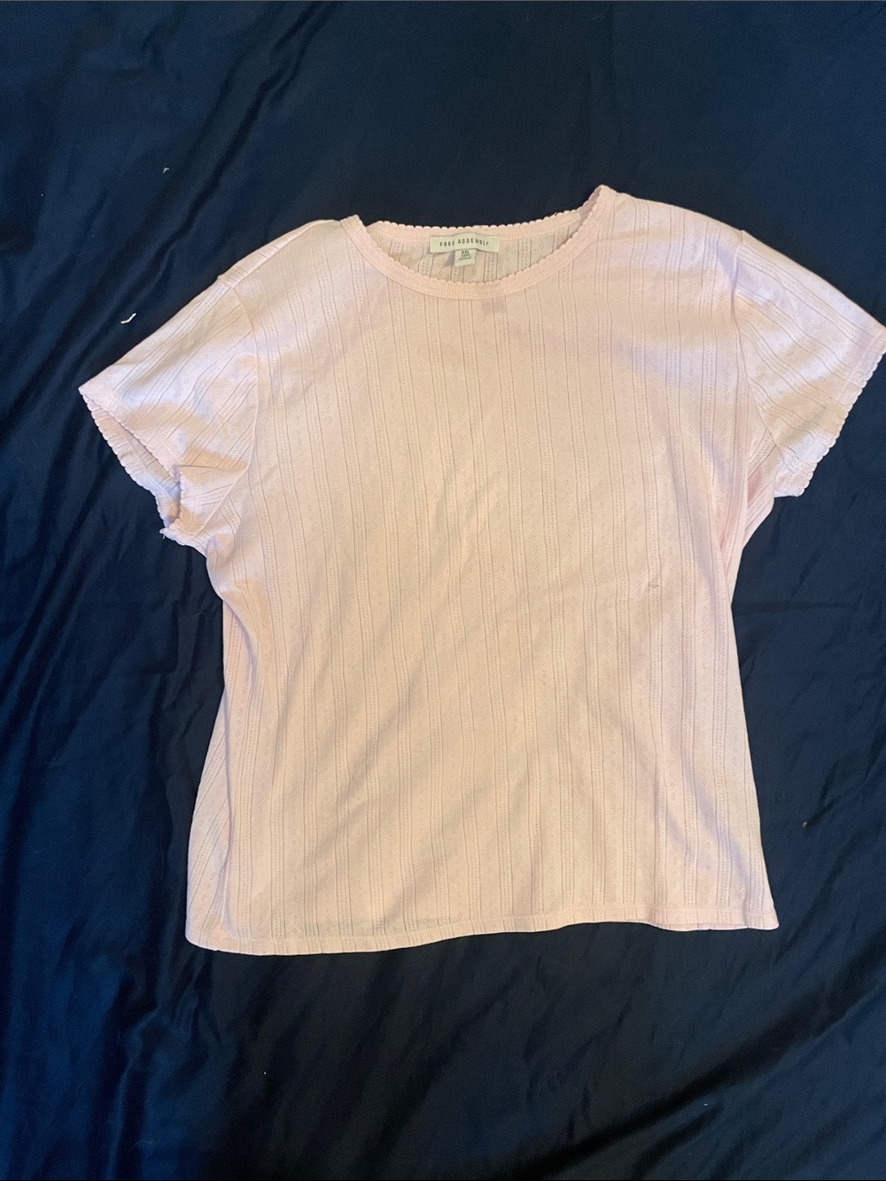Pastel Pink Ribbed Short Sleeve Top